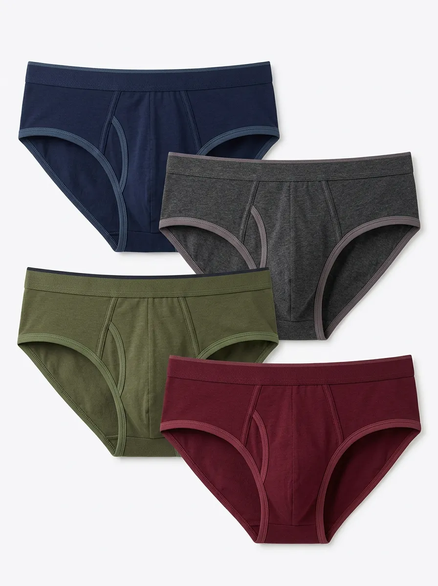 Men's Four-Pair Tonal-Bound Classic Brief Set