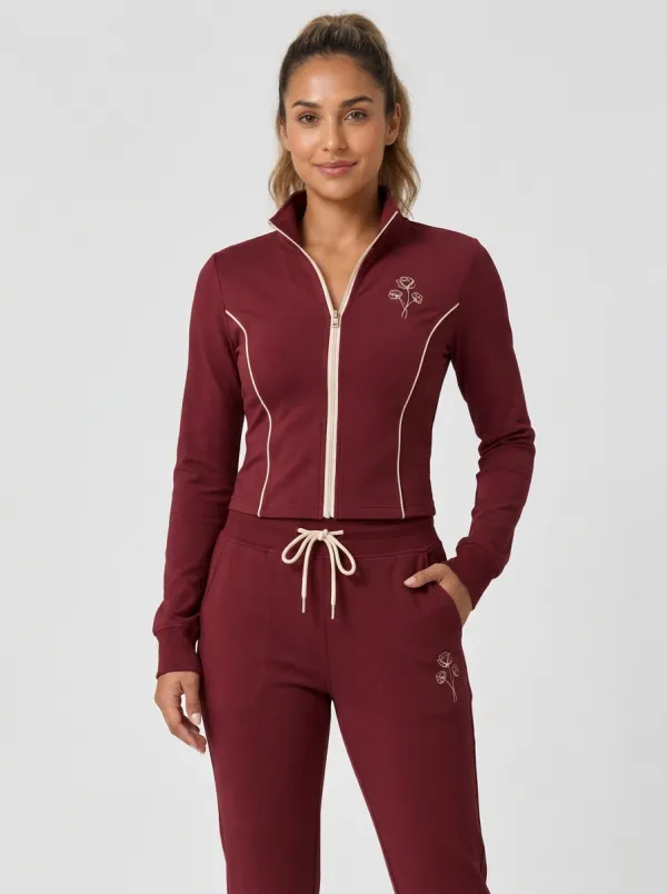 Women's Dusty Rose Zip-Up Jacket & Jogger Set
