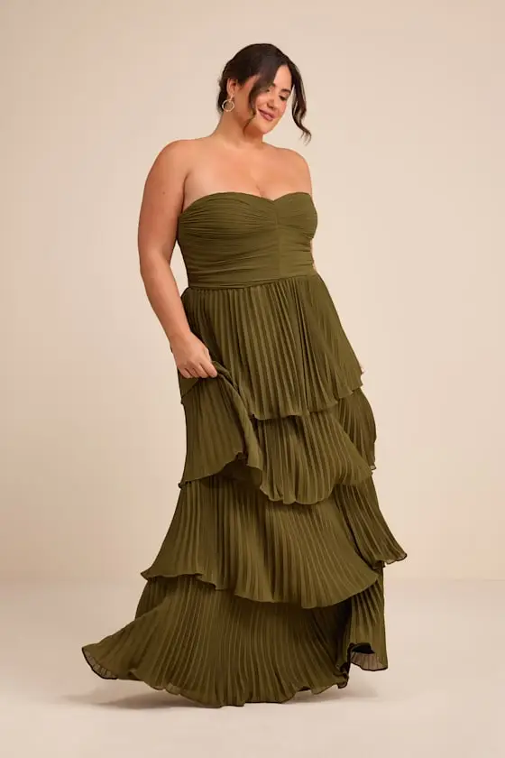 Seriously Sensational Light Pink Strapless Tiered Maxi Dress