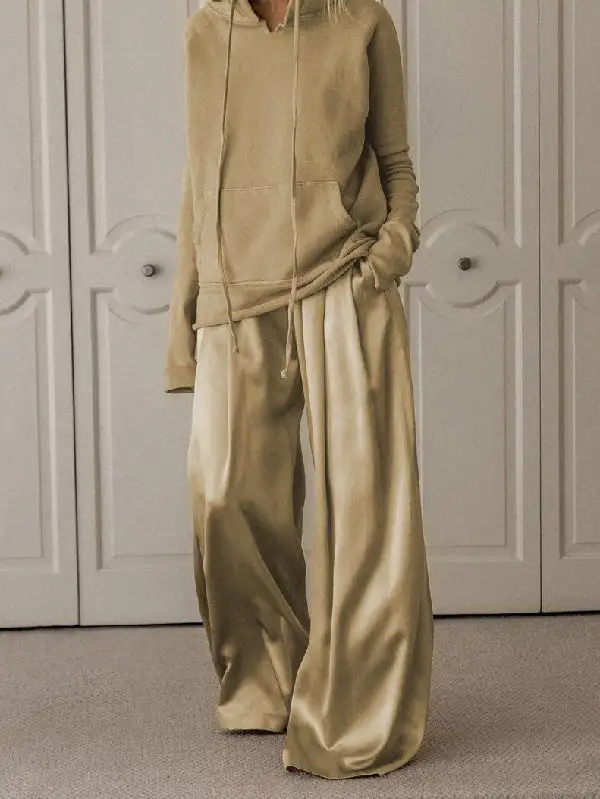 Wide Leg Hoodie And Pants Set