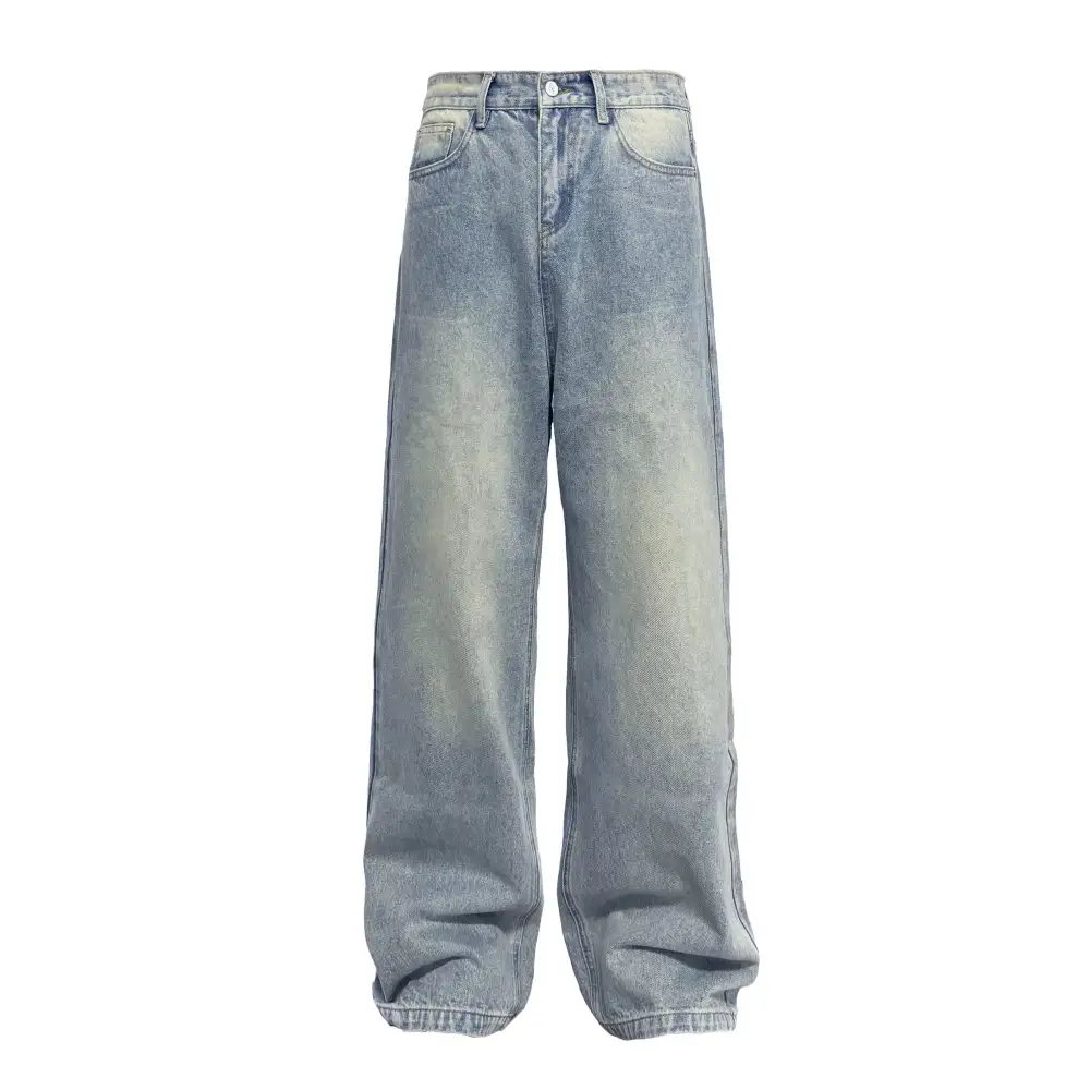 Wide-Leg Classical Wash Jeans