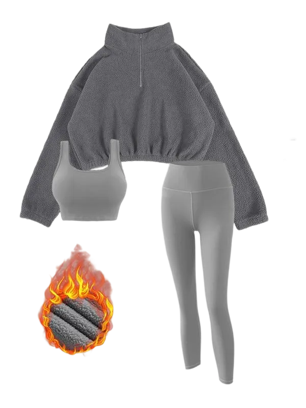 Women's Solid Thermal Lined Tracksuit Set