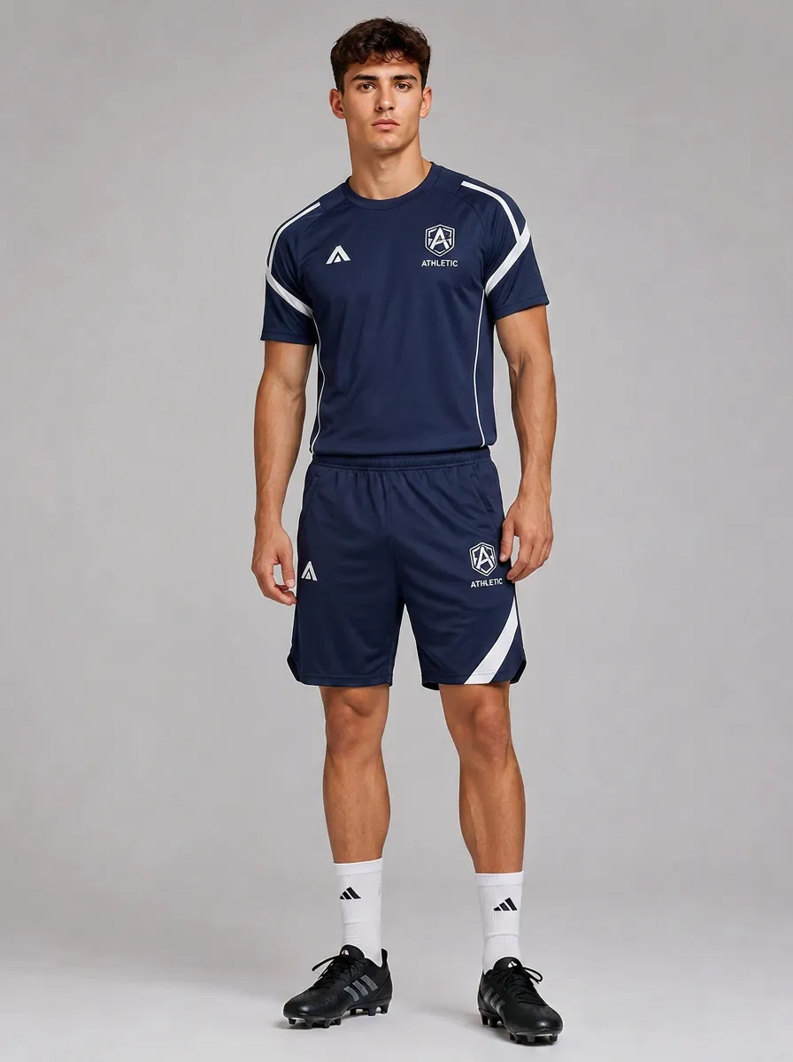 Men's Athletic Sports Training Logo Printed Two-Piece Set