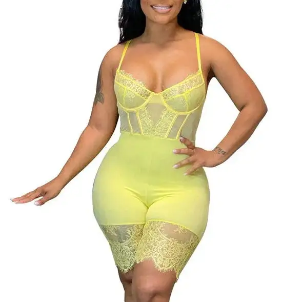 Lace Bustier Romper with Intricate Detailing and Adjustable Straps