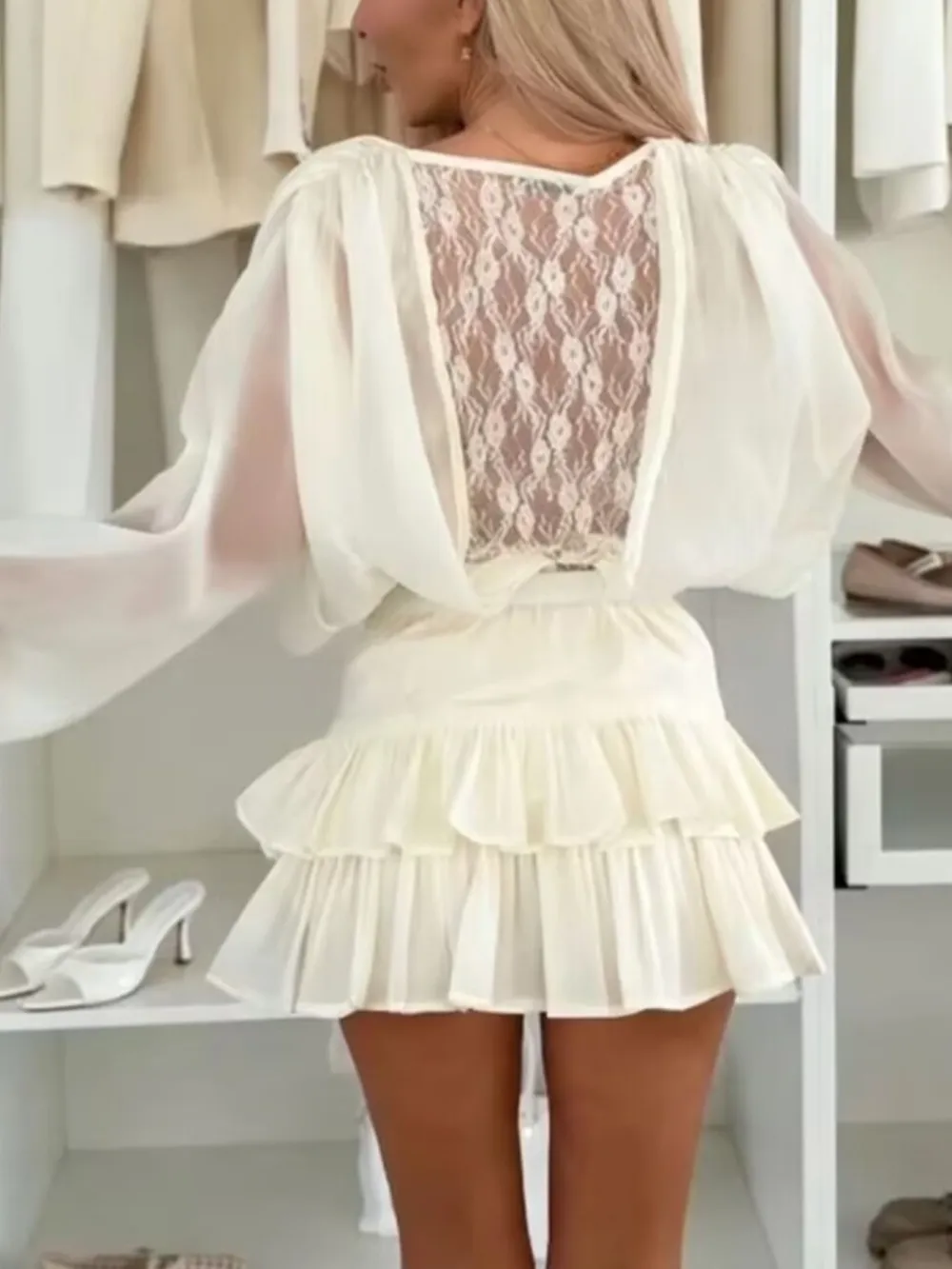 Lace Long Sleeve Dress Casual