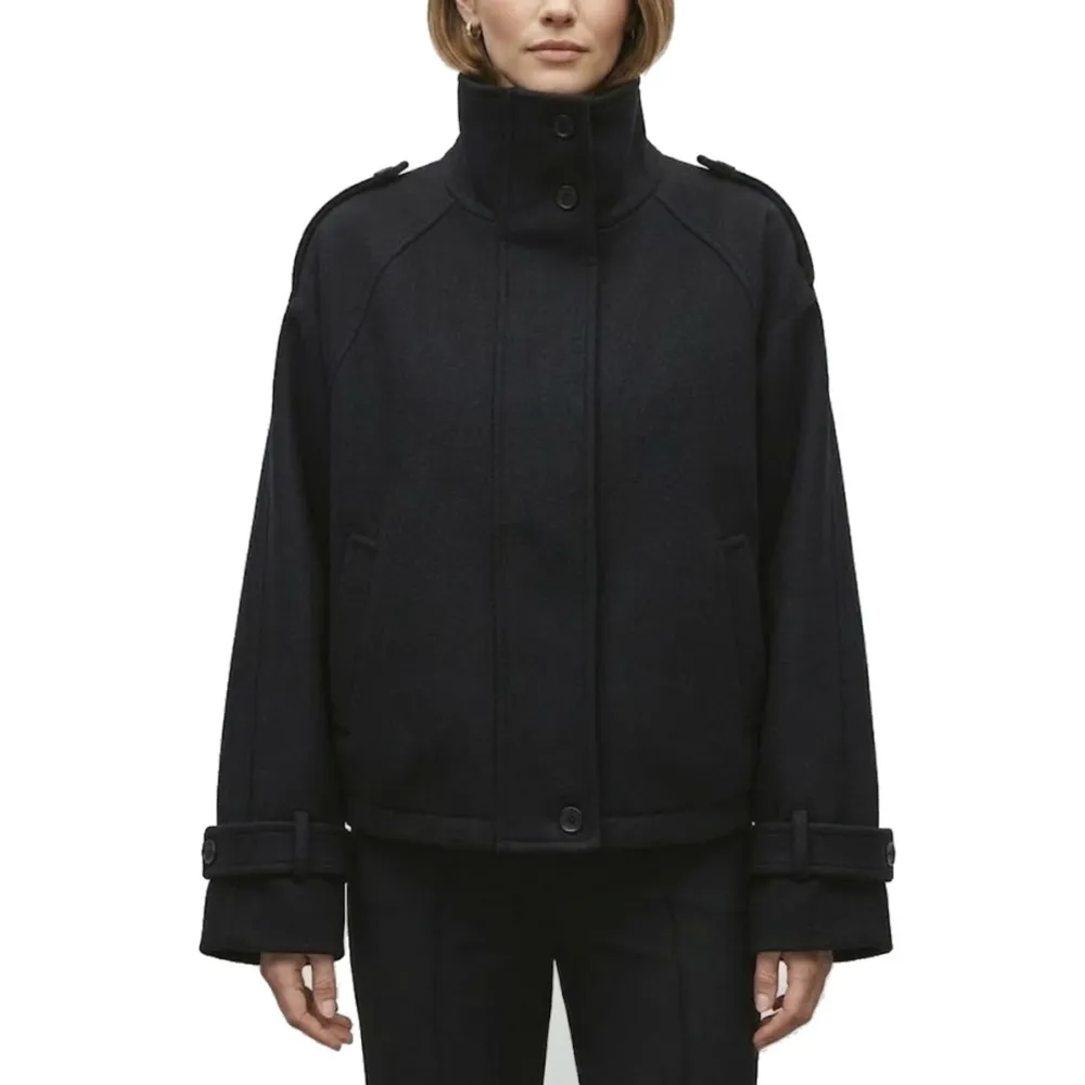 Funnel Neck Oversized Wool Coat