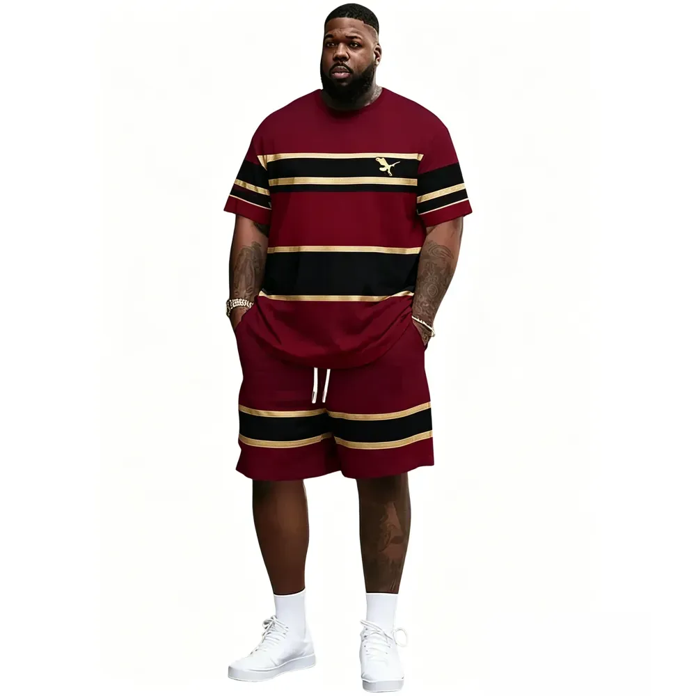 🔥 Men's Striped 2-Piece Summer Set | Ultra-Breathable Tee & Shorts