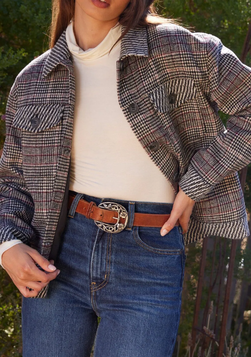 Plaid Drop Shoulder Jacket
