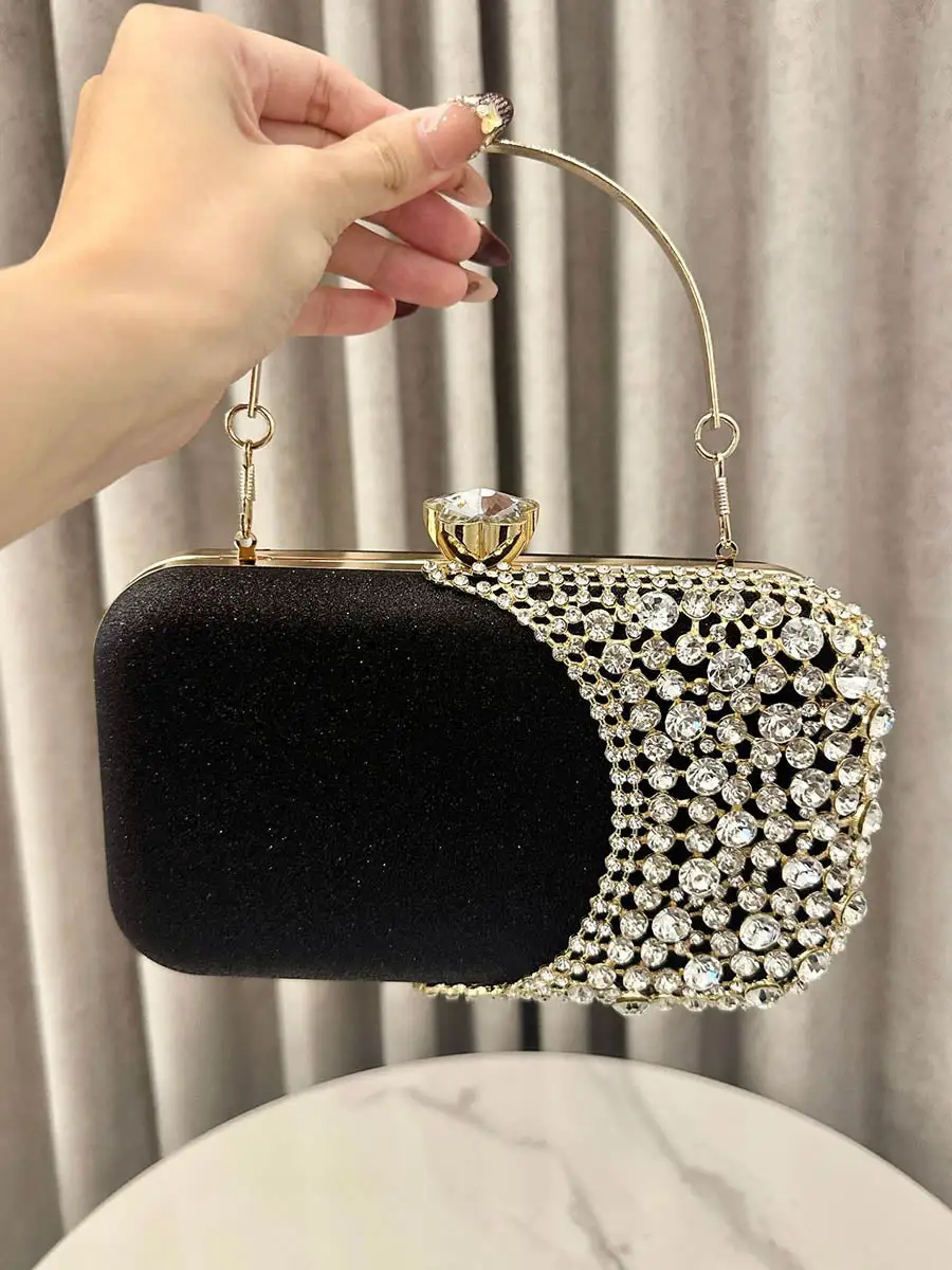 Asymmetric Geometric Rhinestone Crossbody Bag