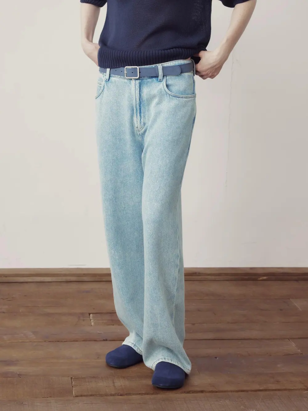 Washed Twill Straight Leg Jeans
