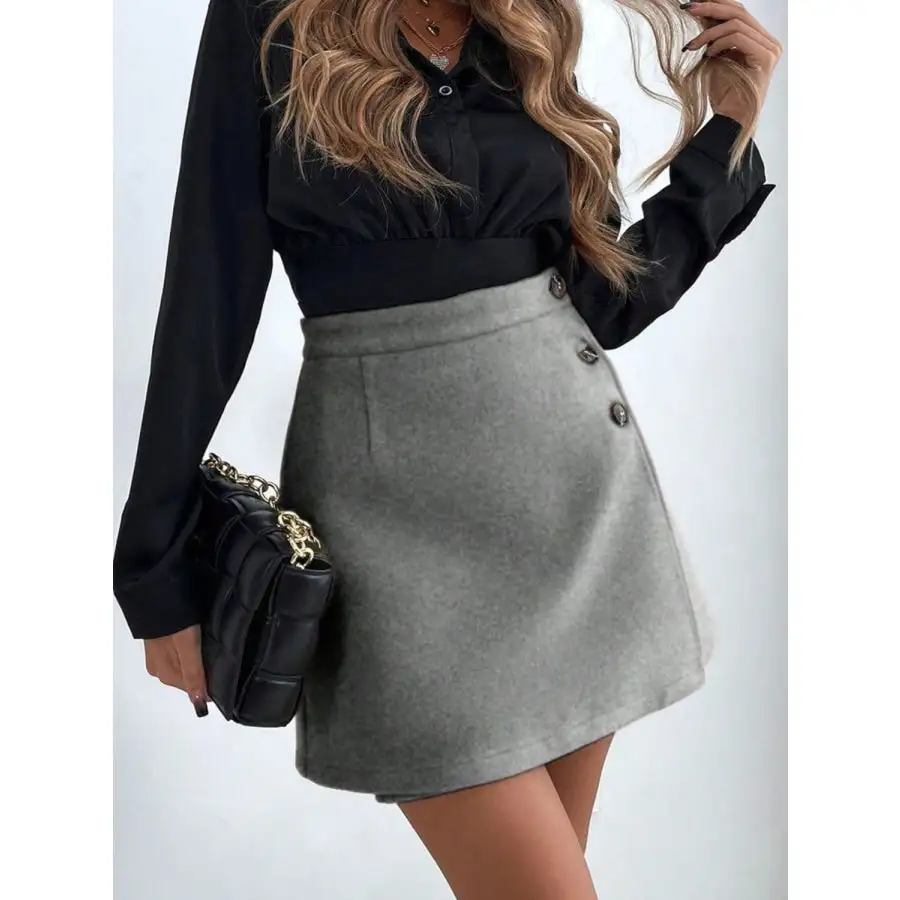 Buttoned Mini Skirt
