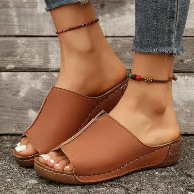 Minimal Open Toe Wedge Sandals