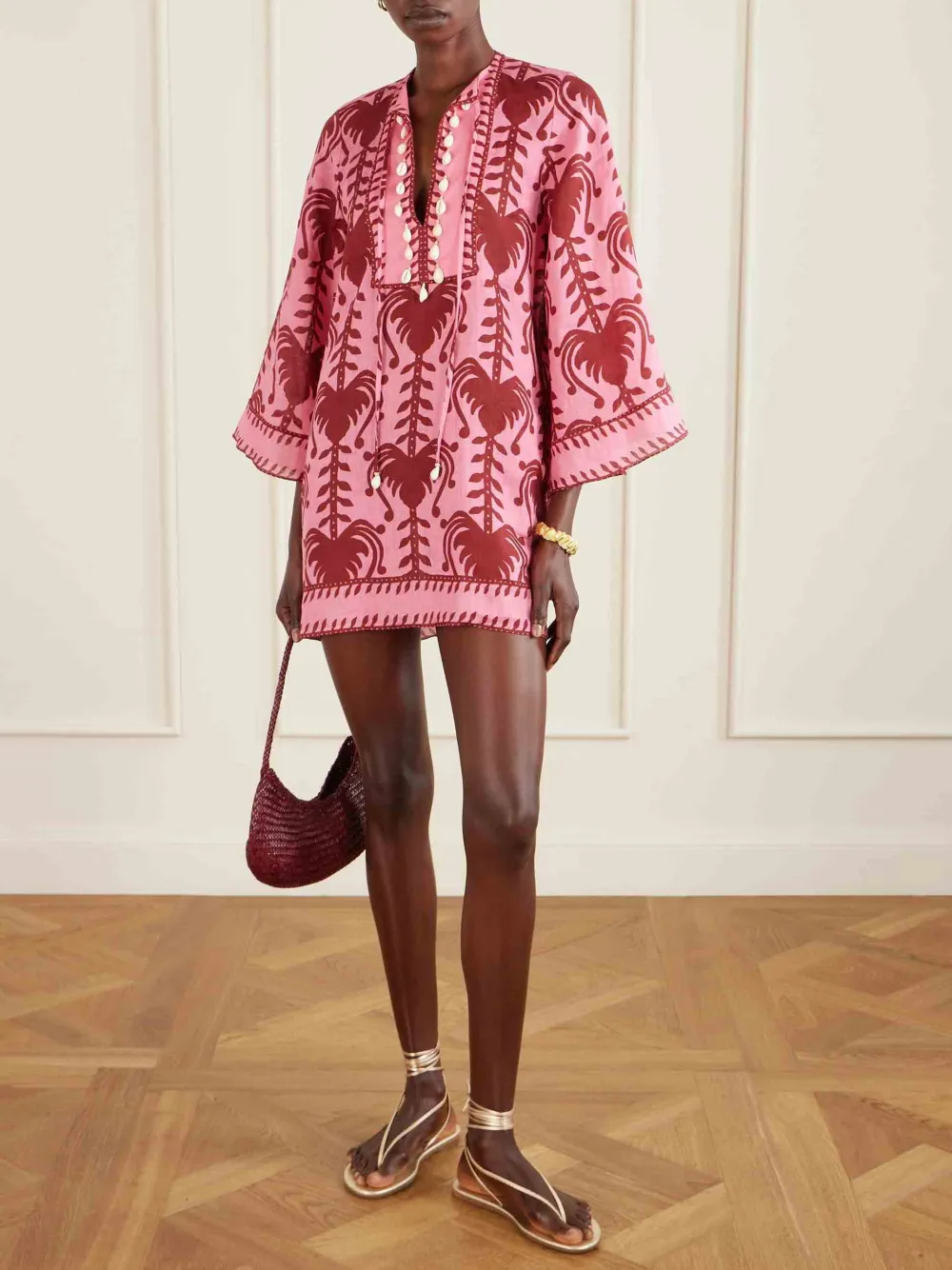 Casual Palm Tree Print Flare Mini Dress