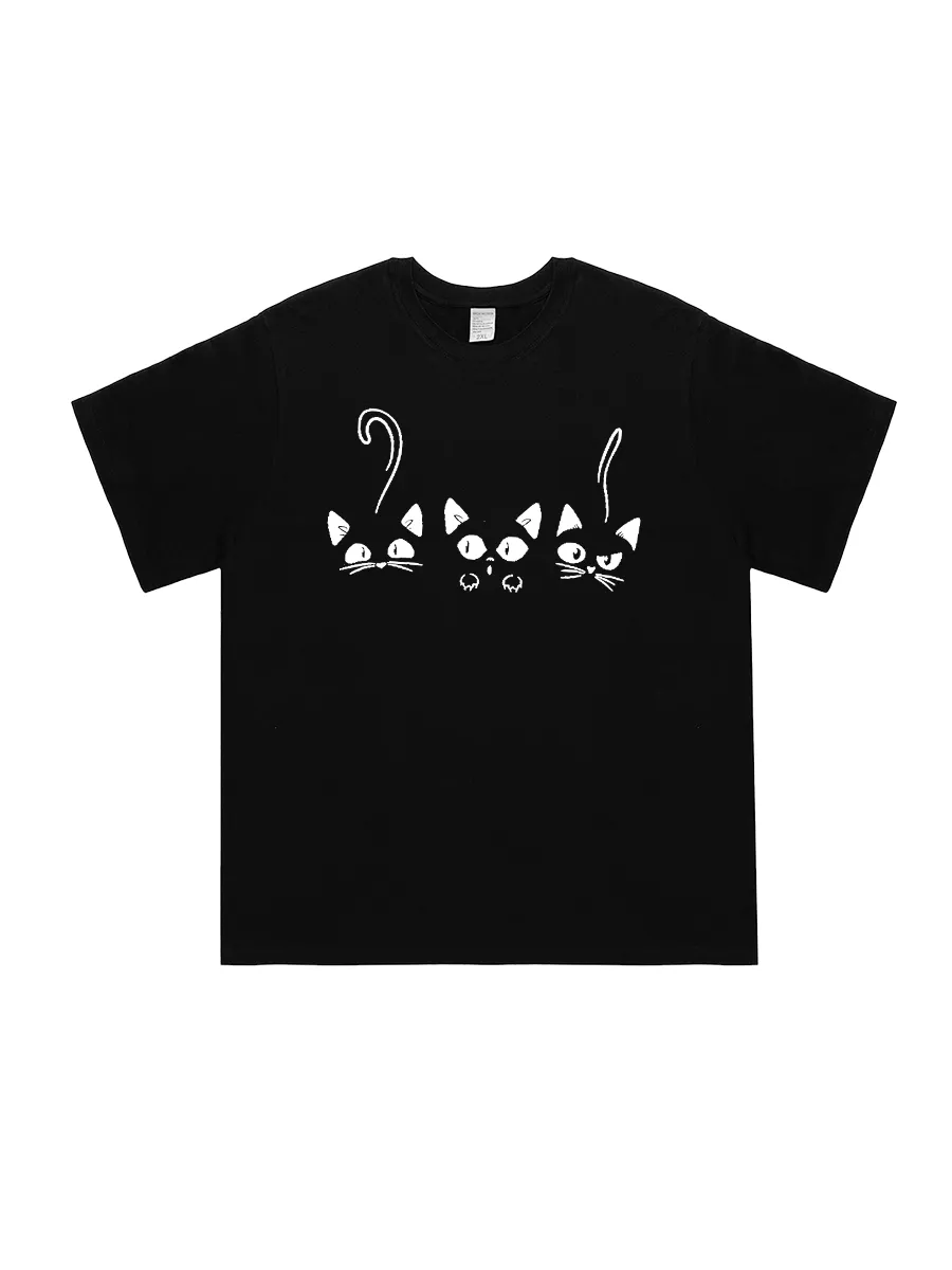 Women's Cat Peeking Graphic Short - Sleeve