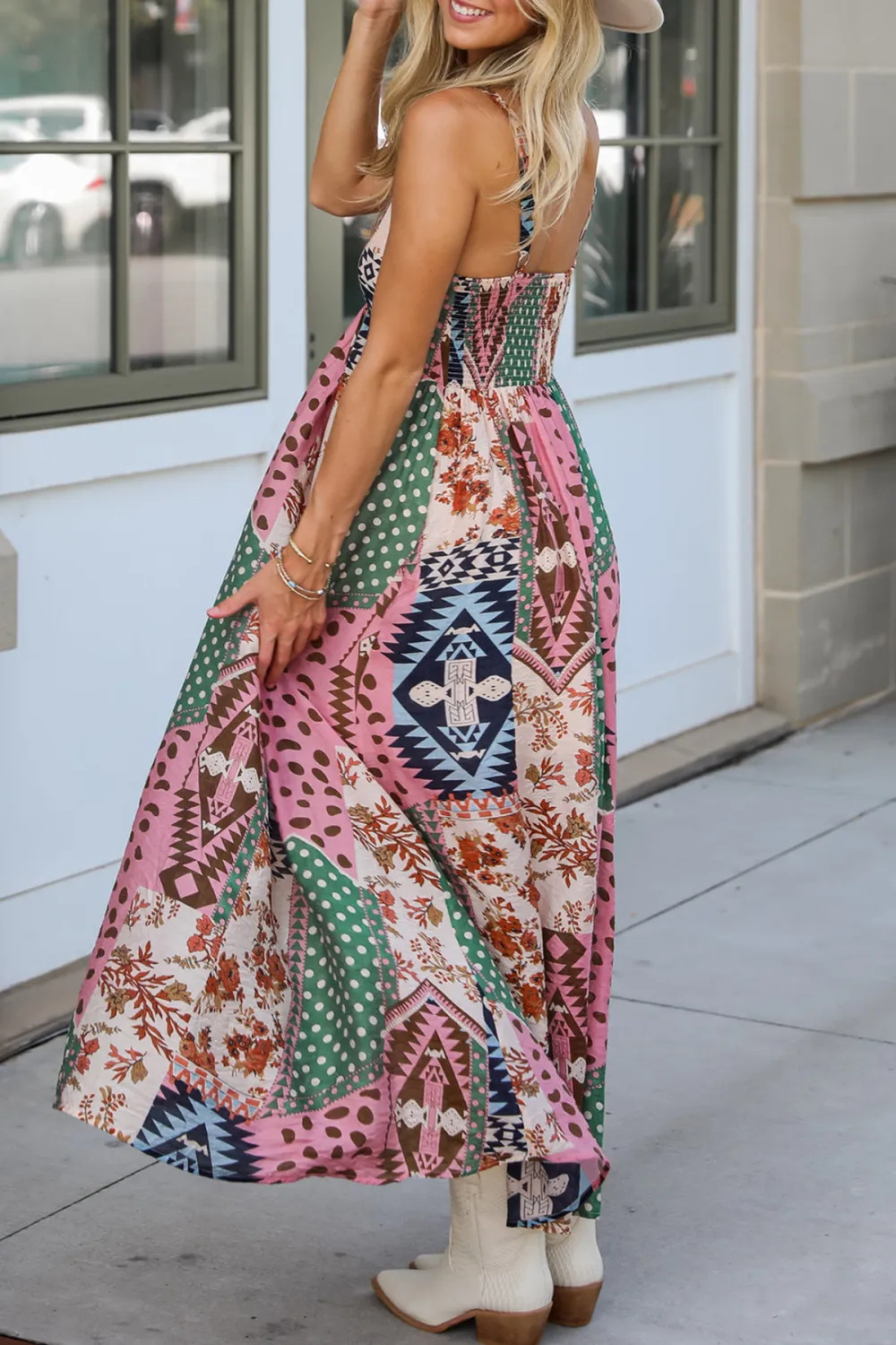 Cream Patchwork Maxi Dress