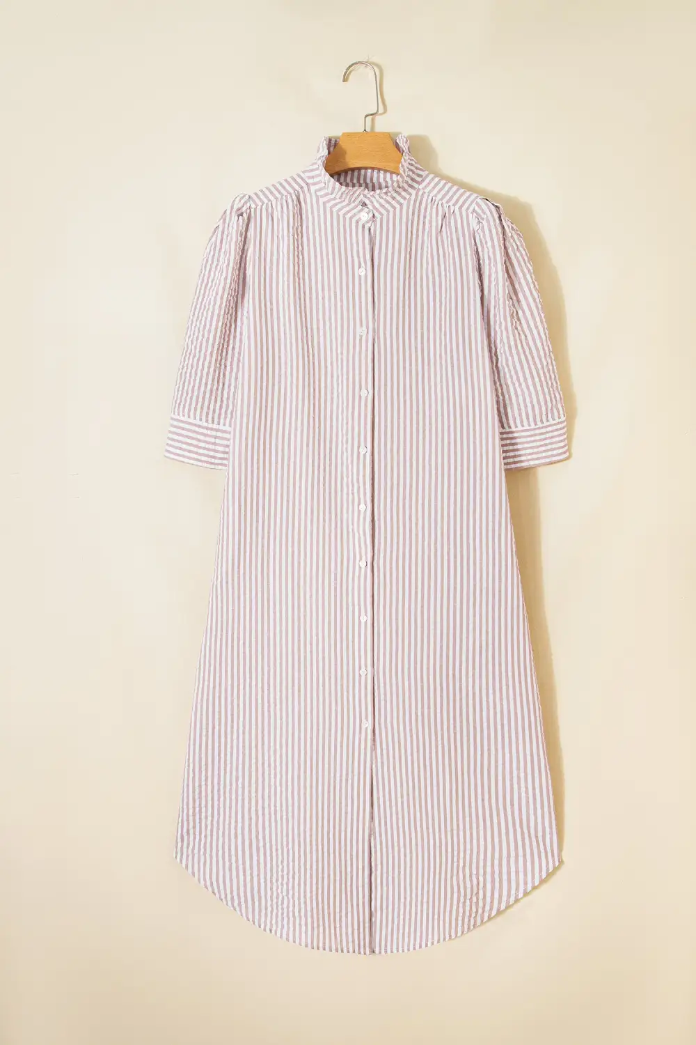 Striped Ruffle Short Sleeve Maxi Dress