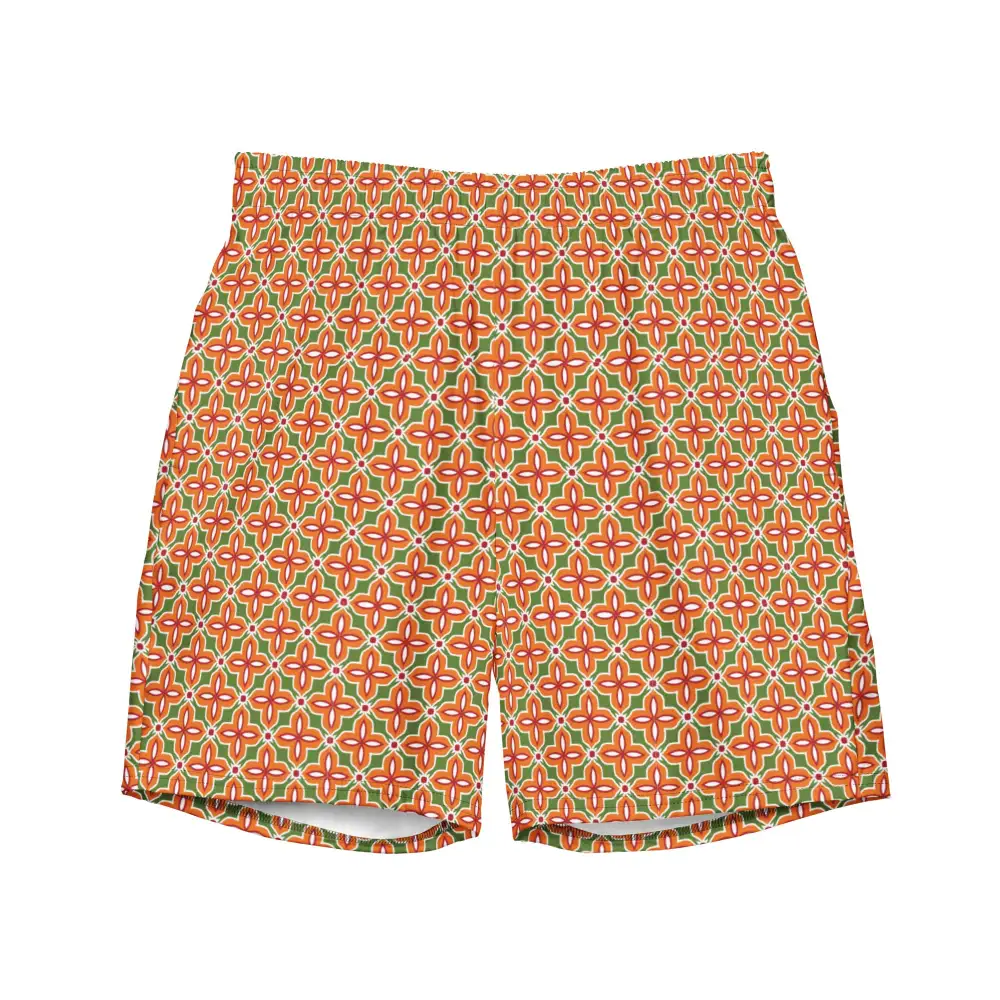 Quick Dry Tropical Print Swim Trunks