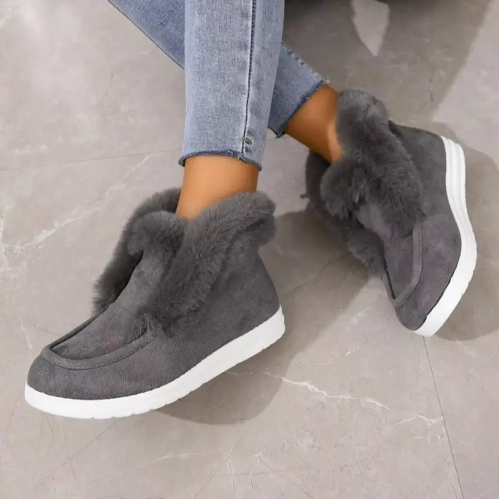 Cozy Fuzzy Trim Ankle Boots