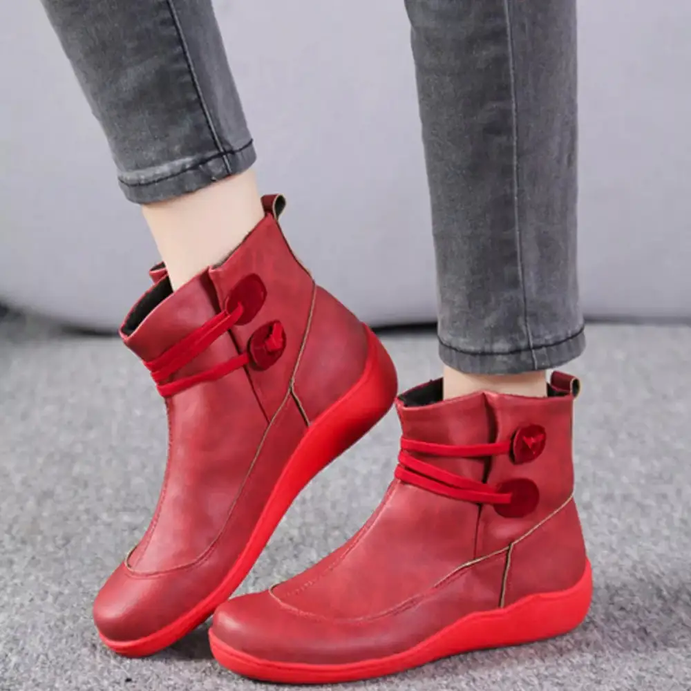 Button Detail Ankle Boots