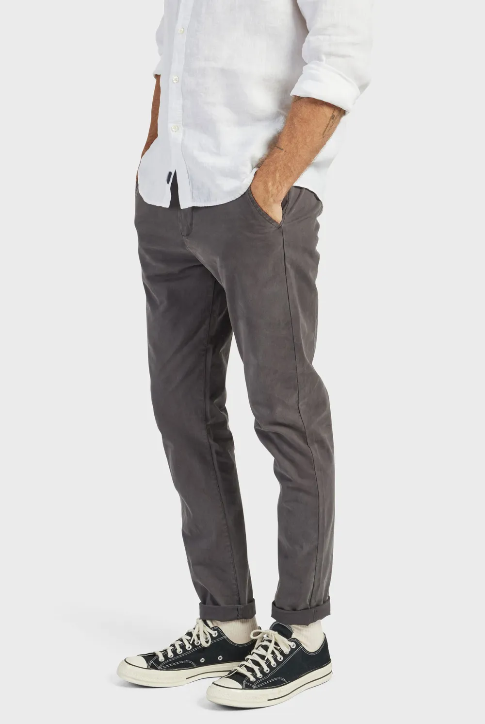 Straight Leg Cotton Twill Trousers