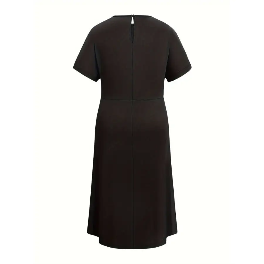 Midi Round Neck Short Sleeve Midi Dress