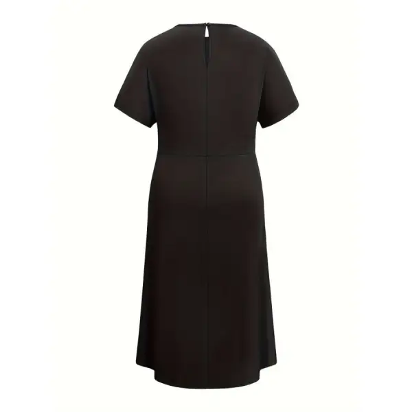 Midi Round Neck Short Sleeve Midi Dress