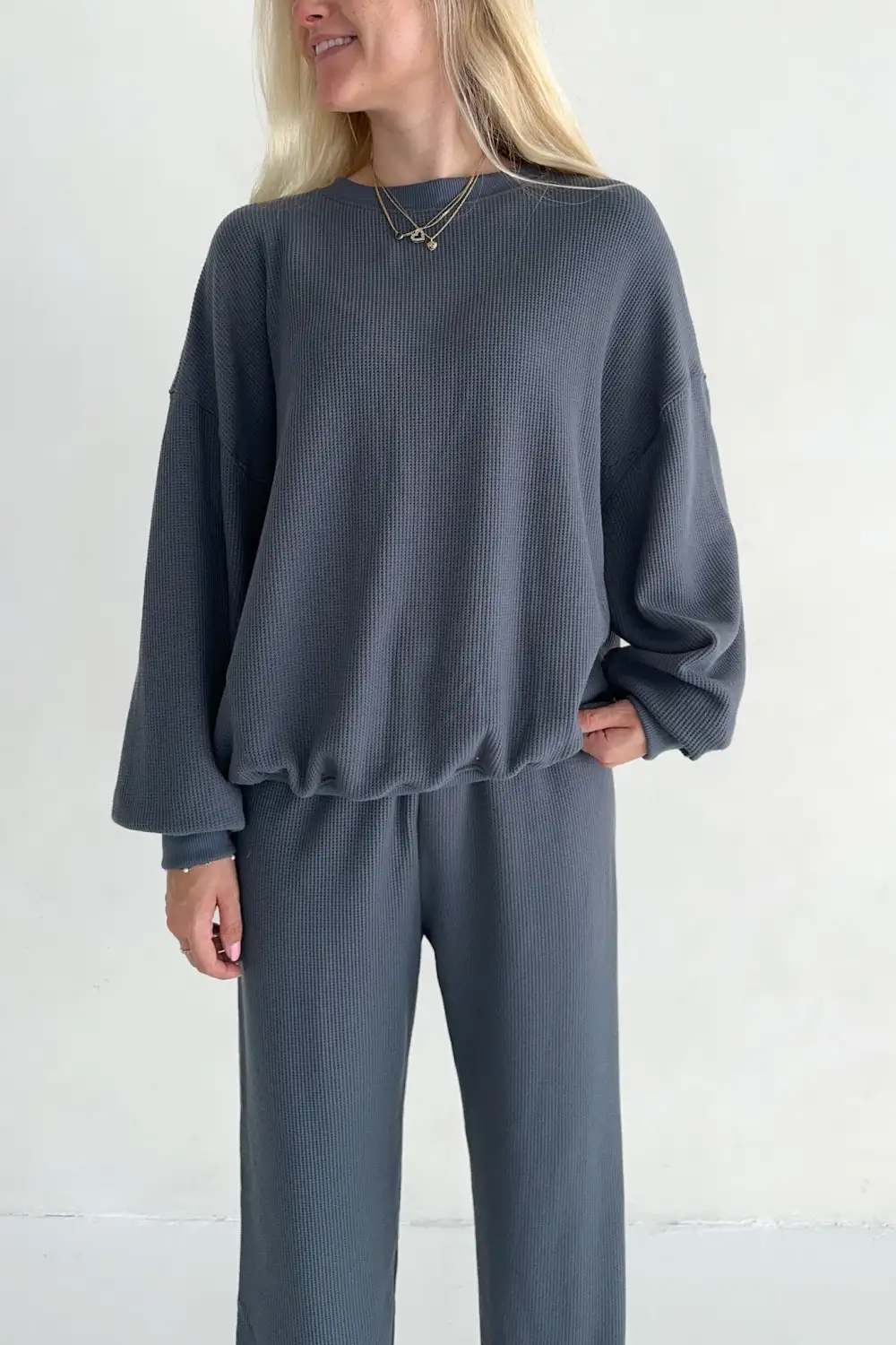 Minimal Waffle Knit Sweatshirt
