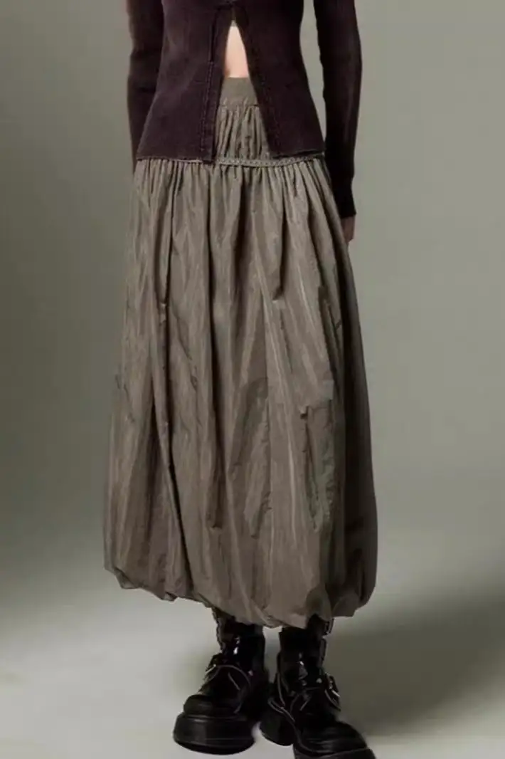 Ruffled Flowy Vintage Midi Skirt