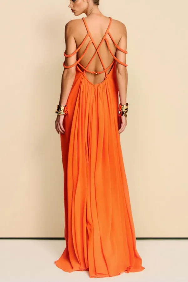 Cutout Wide Strap Maxi Dress
