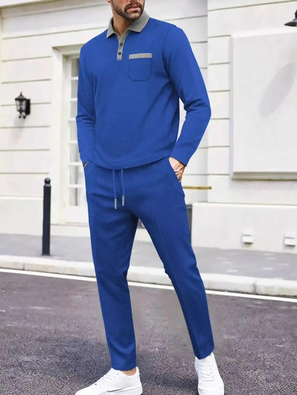 Men's Full Size Long Sleeve Top and Pants