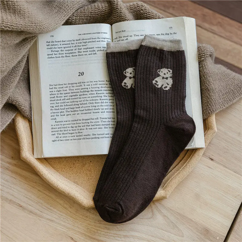Bear Pattern Mid-Calf Socks