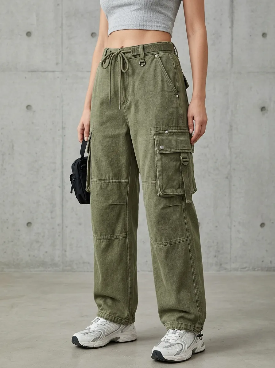 Functional Utility Style Multi Pocket Wardrobe Women's Multi Pocket Cargo Pants
