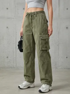 Functional Utility Style Multi Pocket Wardrobe Women's Multi Pocket Cargo Pants