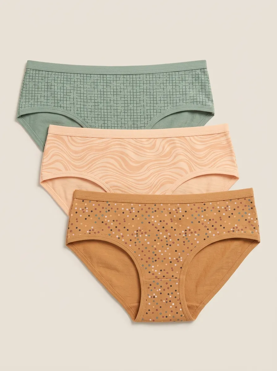Women's Geometric Wavy Polka Dot Print 3-Pack Briefs