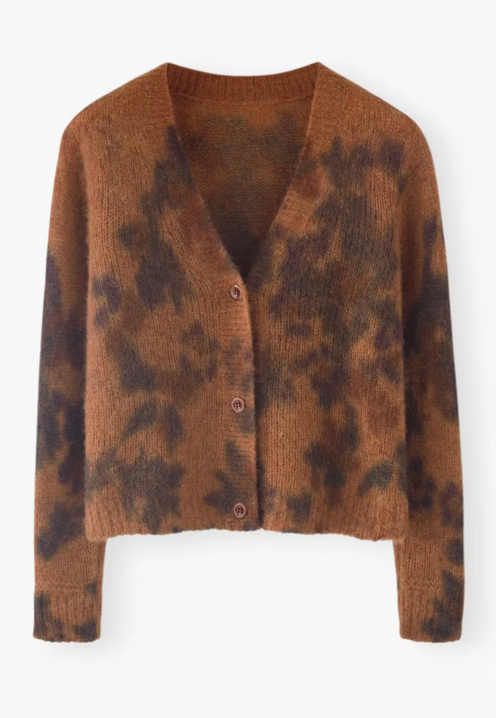 Printed cardigan wool blend