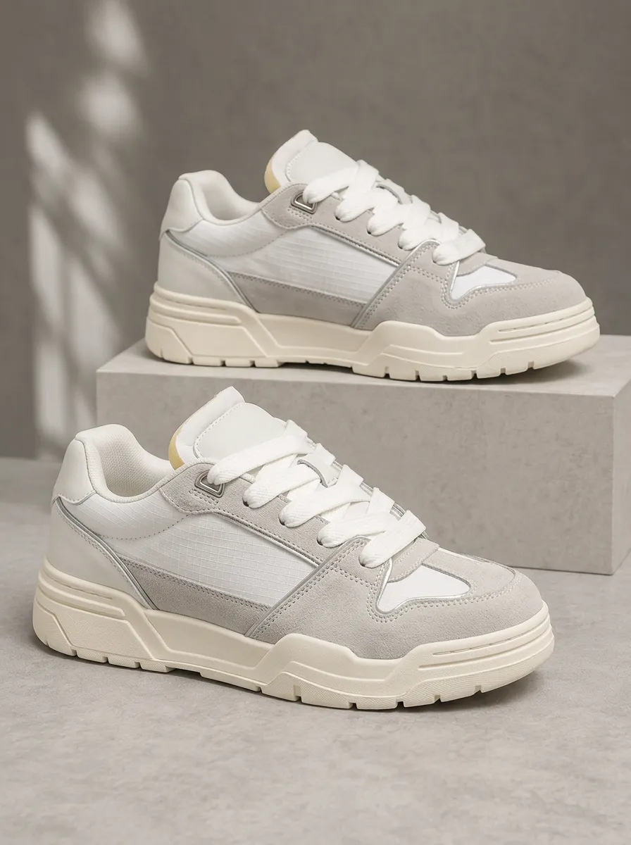Men's Casual Minimalist Patchwork Patterned Skate Shoes