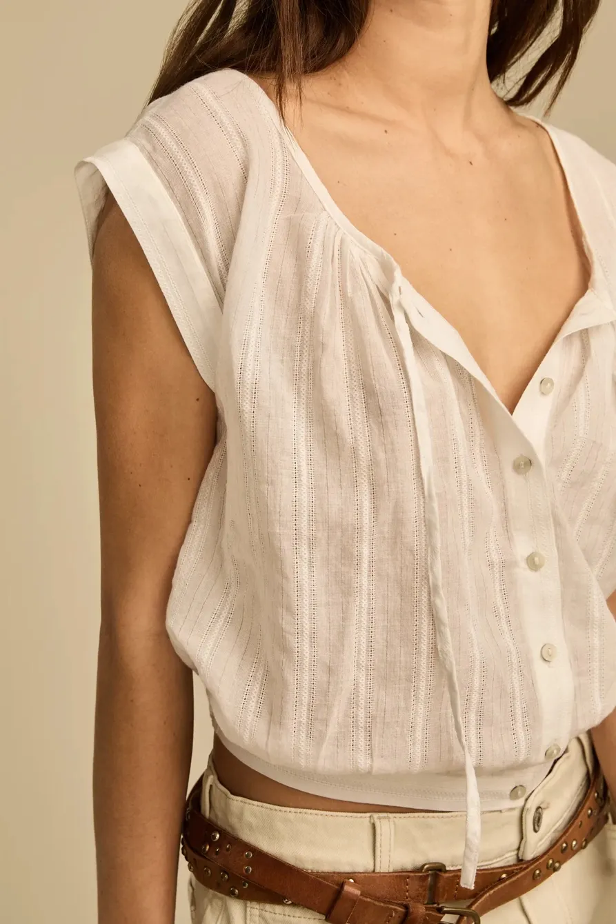 Bright White Sleeveless Buttondown Blouse
