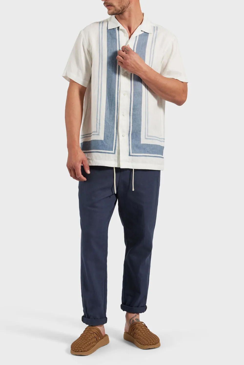 Charlie Short Sleeve Shirt-White/peach