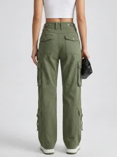 Flexible Multi Pocket Detail Women's Multi Pocket Cargo Pants