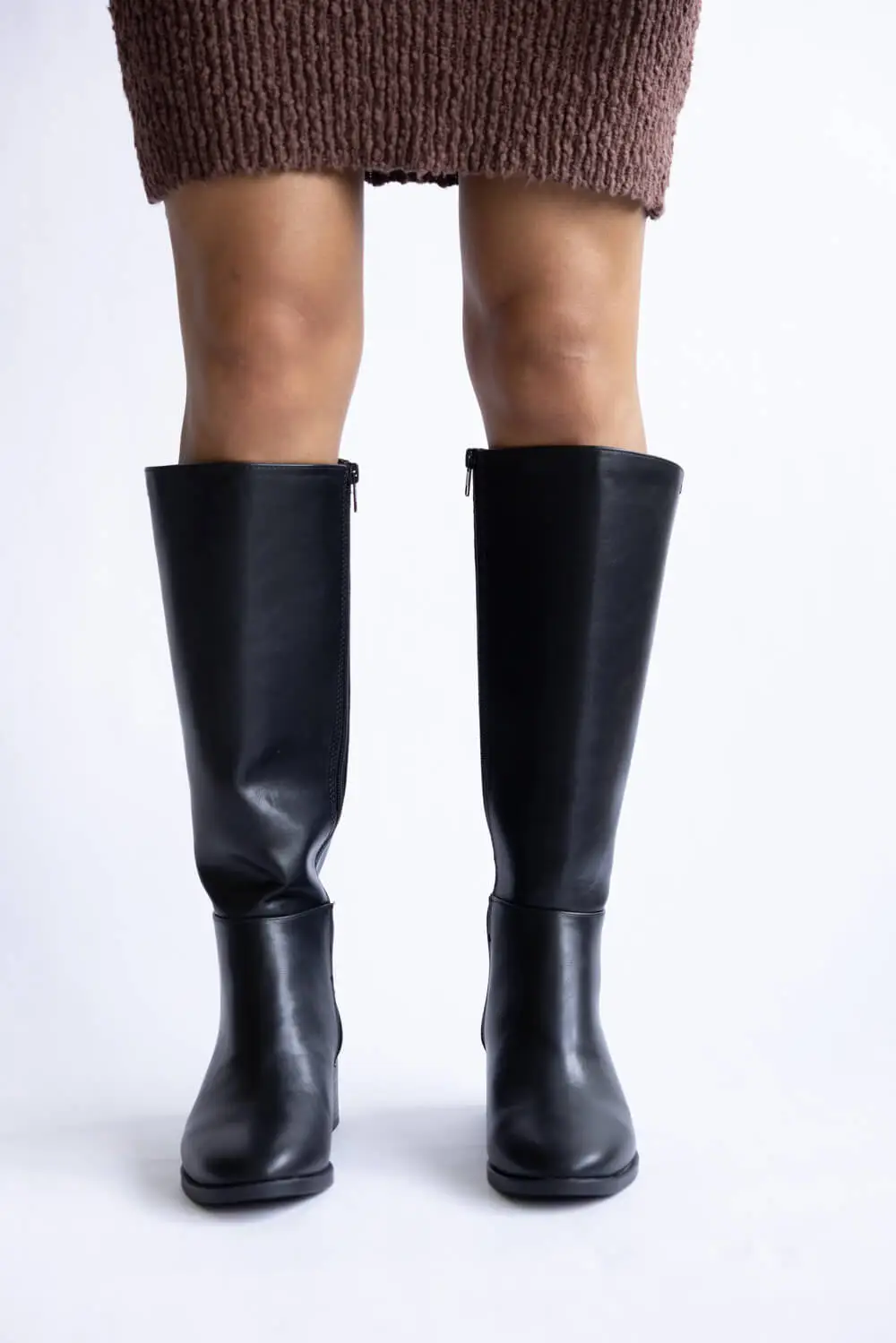 Western Faux Leather Round Toe Tall Boots