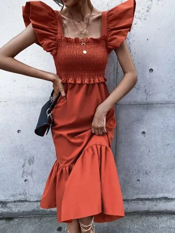 Women Solid Backless Bow Fitted Dress