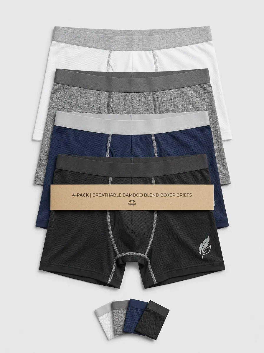 Easy-Wear Casual Look Men' Four Pack Boxer Briefs