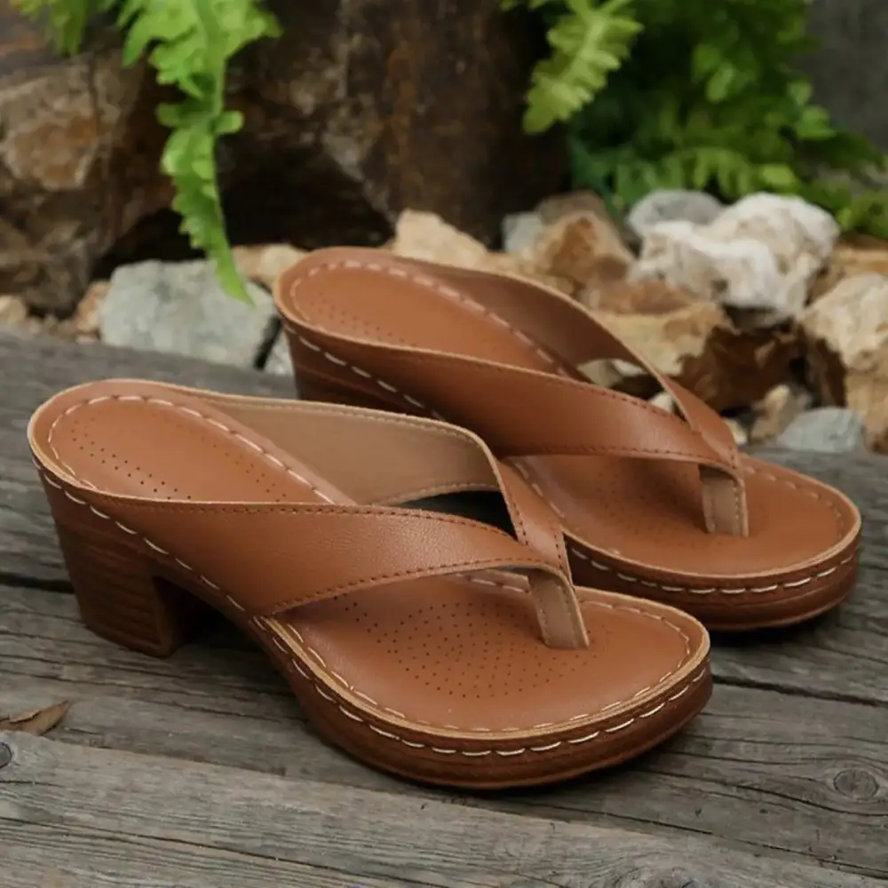 Refined Toe Post Block Heel Sandals