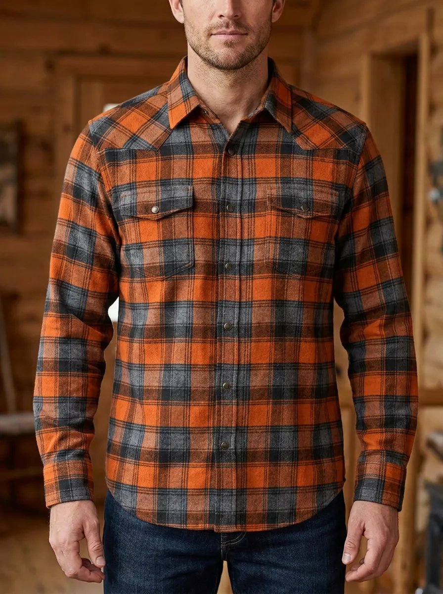 Men's Active Plaid Printed Flannel Shirt