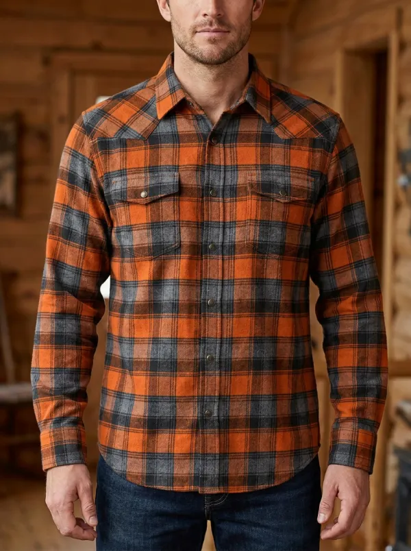 Men's Active Plaid Printed Flannel Shirt