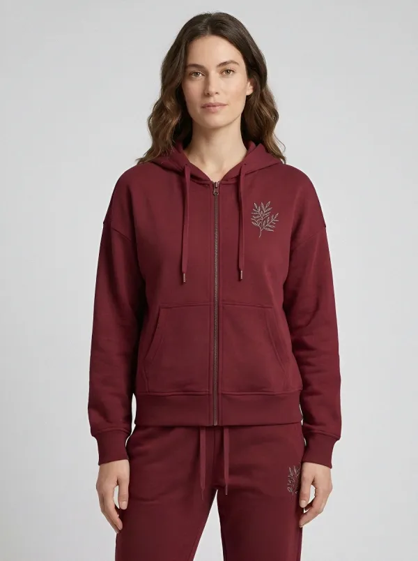 Women's Sage Green Cuffed Joggers Kangaroo Pocket Zip-Up Hoodie Jacket & Jogger Set