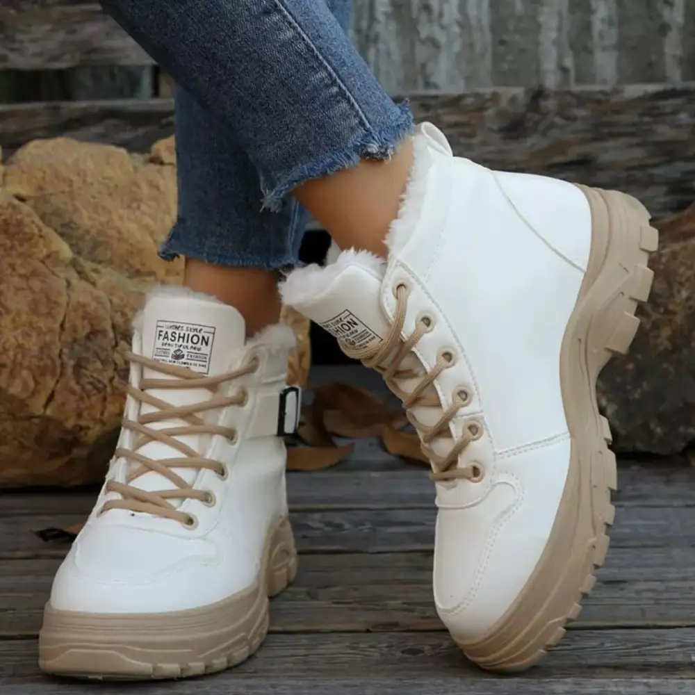 Warm Lined Ankle Boots with Buckle Detail