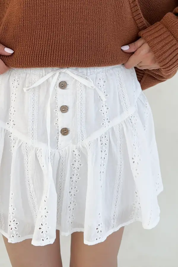 Quiet Detail Drawstring Eyelet Skort