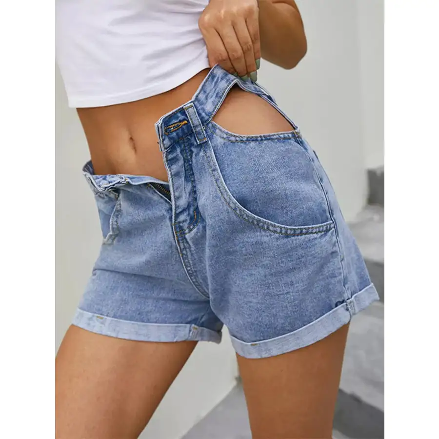 High Waisted Cutout Denim Shorts