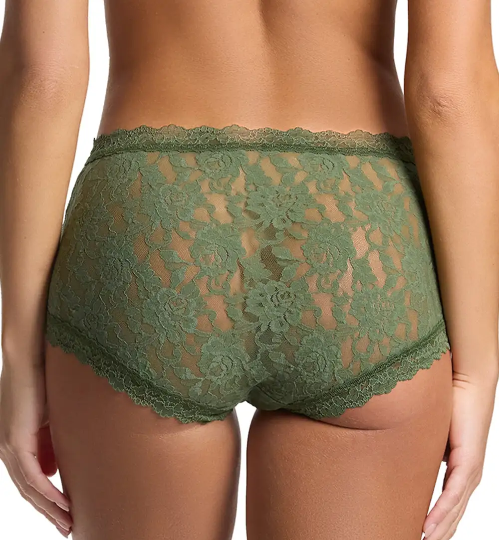 High-Waist Lace Cotton Boyshort Panty